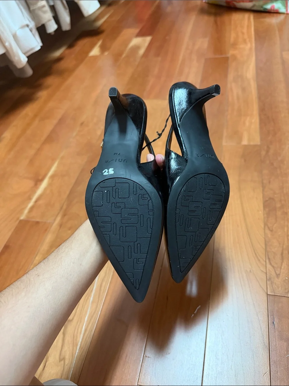 Unisa Black Patent Pointed Slingback Heels